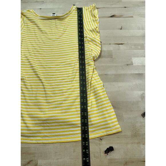 Cabi Striped Ruffle Tee Women's Size M Yellow White Daisy T-Shirt Style 5748 - Picture 5 of 7
